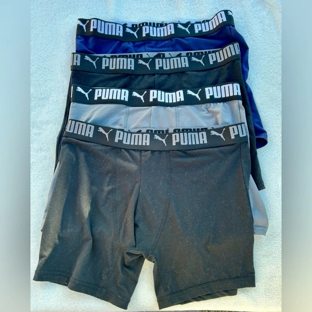 Puma Boxer Briefs Four Pair Sz. Large Gray Black & Blue
